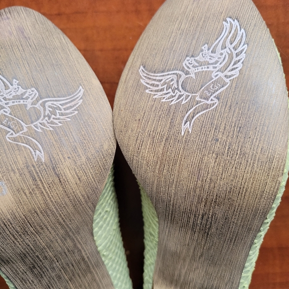 ZIGI Girl Green Snakeskin Leather Almond Toe Vintage Pump Heels Size 9 - Picture 8 of 10